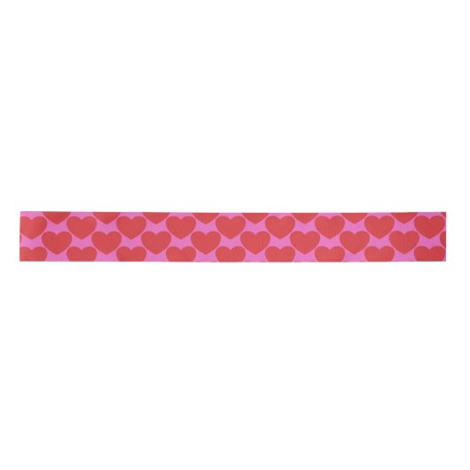 Valentine's Day Pink and Red Heart Pattern Satijnen Lint (Voorkant)