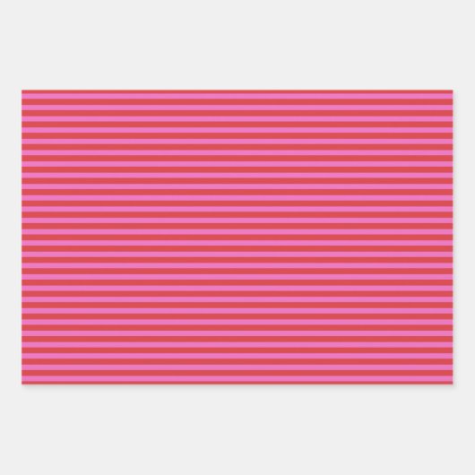 Valentine's Day Pink and Red Stripes Pattern Inpakpapier Vel (Voorkant)