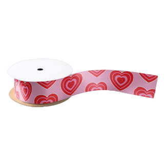 Valentines Day Pink and Red Two Toned Heart Satijnen Lint