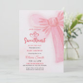 valentines day Pink Bow girl Baby Shower  Kaart (Staand voorkant)