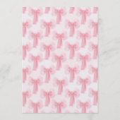 valentines day Pink Bow girl Baby Shower  Kaart (Achterkant)