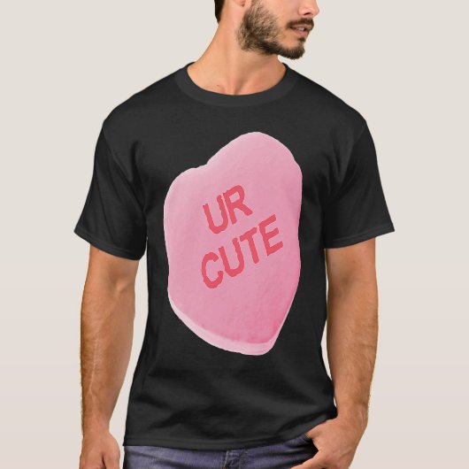 Valentines Day Pink Candy Conversation Heart UR CU T-shirt (Voorkant)