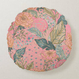 Valentines Day,Pink,Lovely Flowers,Modern, Trendy Rond Kussen