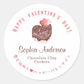 Valentine's Day Pink Red Heart Chocolate Cake Cute Ronde Sticker (Voorkant)