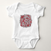 Valentine's Day Pink Red Roses Hearts Doodles  Romper (Voorkant)