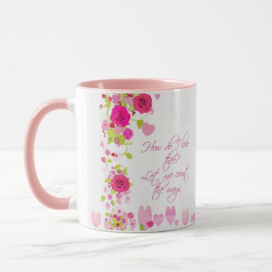 Valentines Day Pink Roses Romantic Sweetheart Mug Mok (Links)