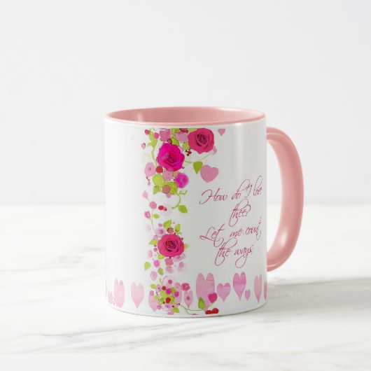 Valentines Day Pink Roses Romantic Sweetheart Mug Mok (Voorkant rechts)