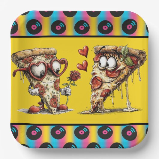 Valentine's Day Pizza Party  Papieren Bordje (Voorkant)