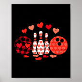 Valentines Day Plaid Bowling Valentine Srts Men Wo Poster (Voorkant)