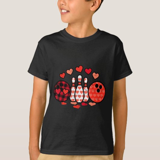 Valentines Day Plaid Bowling Valentine Srts Men Wo T-shirt (Voorkant)