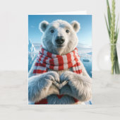 Valentine's Day Polar Bear With Heart Paws Kaart (Voorkant)