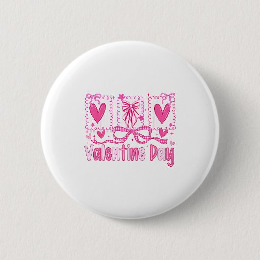 Valentines Day Preppy Hearts Coquette Bow Women Gi Ronde Button 5,7 Cm (Voorkant)