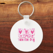 Valentines Day Preppy Hearts Coquette Bow Women Gi Sleutelhanger (Voorkant)