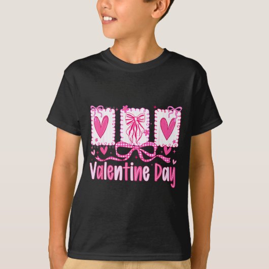Valentines Day Preppy Hearts Coquette Bow Women Gi T-shirt (Voorkant)