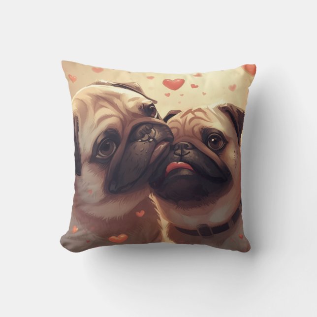 Valentine's Day Pug Love Pillow Kussen (Voorkant)