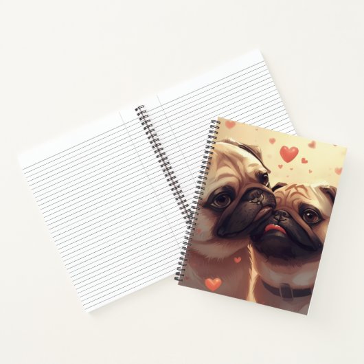 Valentine's Day Pug Notebook: Pugs & Kisses Notitieboek (Binnen)