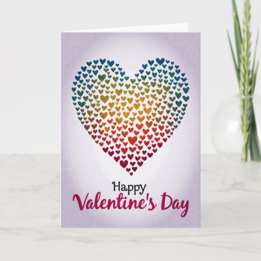 Valentines Day Rainbow Heart Card Kaart (Voorkant)