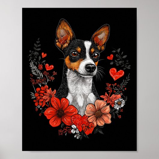 Valentine's Day Rat Terrier Dog  Poster (Voorkant)