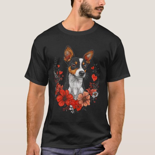 Valentine's Day Rat Terrier Dog  T-shirt (Voorkant)