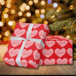 Valentines' Day Red and pink Heart Love Pattern Cadeaupapier