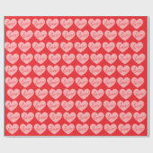 Valentines' Day Red and pink Heart Love Pattern Cadeaupapier (Vlak)
