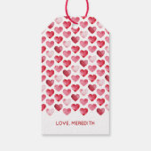 Valentine's Day Red and Pink Watercolor Hearts Cadeaulabel (Achterkant)