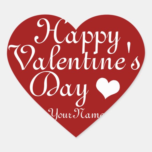 Valentine's Day Red Heart Customizable Sticker (Voorkant)