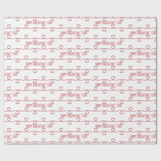 Valentine's Day Red Hearts Design Cadeaupapier (Vlak)