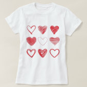 Valentine's Day Red Hearts, Doodle love, Funny T-shirt (Design voorkant)
