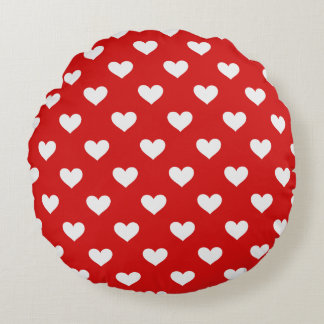 Valentines Day Red Love Hearts Round Pillow Rond Kussen