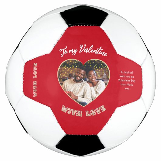 Valentine's Day Red Personalized Heart Photo Voetbal (Voorkant)