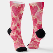 Valentine's Day, Red Pink Love Heart Pattern Sokken (Gebogen)