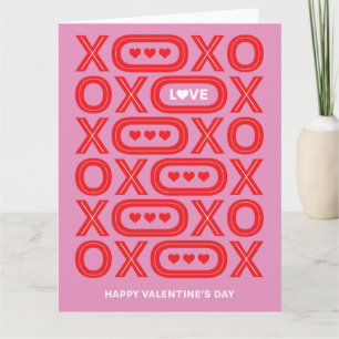 Valentine's Day Red & Pink XOXO G Kaart