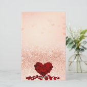 Valentines Day Red Rose Heart Bouquet Pastel Peach Briefpapier (Staand voorkant)