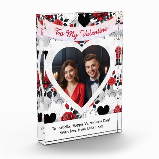 Valentine's Day Red Roses Hearts Personalized Fotoblokken (Links)