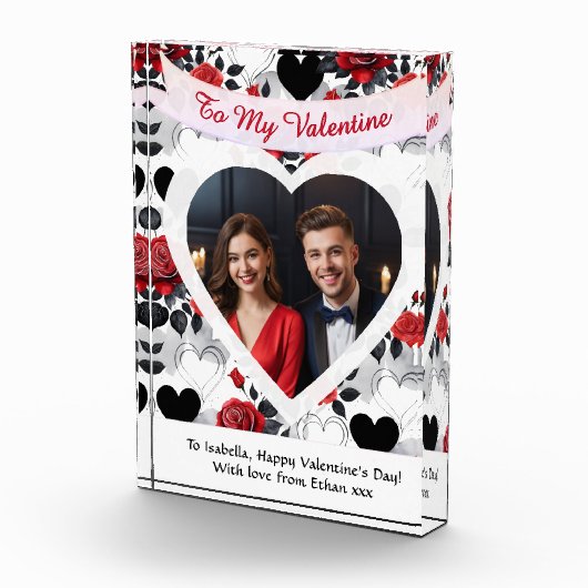 Valentine's Day Red Roses Hearts Personalized Fotoblokken (Rechts)