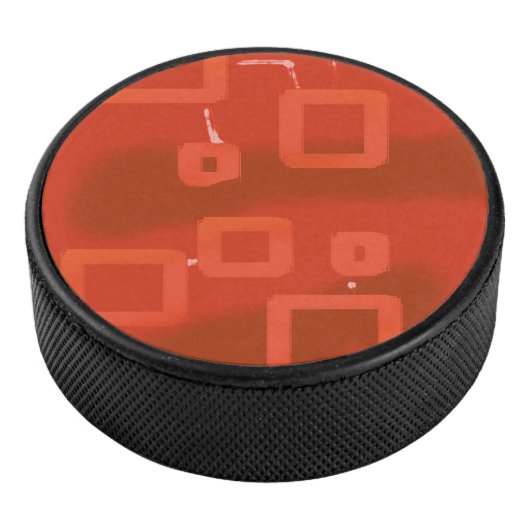 Valentine's Day Red Whimsical Geometric Abstract Hockey Puck (3/4)