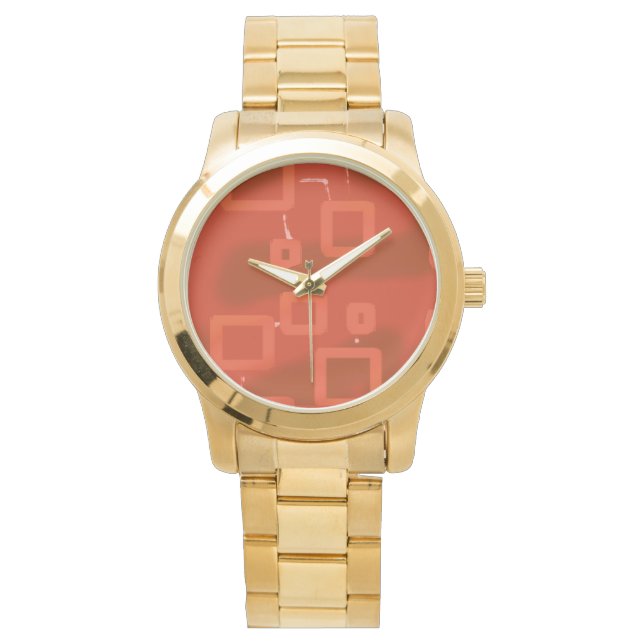 Valentine's Day Red Whimsical Geometric Abstract Horloge (Voorkant)