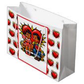 Valentine's Day | Retro Pop Art Boy and Girl Groot Cadeauzakje (Voorkant Gekanteld)