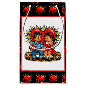 Valentine's Day | Retro Pop Art Boy and Girl Klein Cadeauzakje (Achterkant)