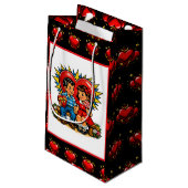 Valentine's Day | Retro Pop Art Boy and Girl Klein Cadeauzakje (Achterkant Gekanteld)