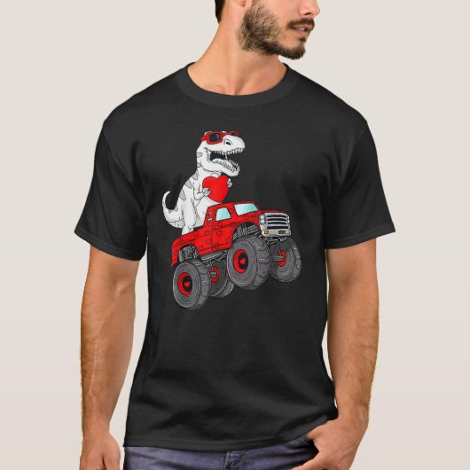 Valentines Day Rex Riding Monster Truck  Toddler B T-shirt (Voorkant)
