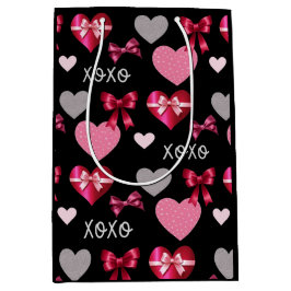 Valentine's Day Romantic Hearts and Ribbons Medium Cadeauzakje