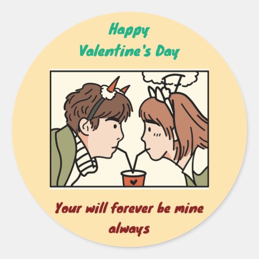 Valentine's Day Ronde Sticker (Voorkant)