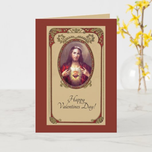 Valentine's Day Sacred Heart of Jesus Kaart (Gele Bloem)