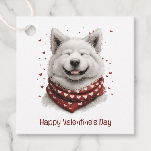 Valentines Day Samoyed Dog Bedankjes Labels (Voorkant)
