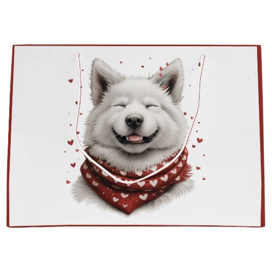 Valentines Day Samoyed Dog Groot Cadeauzakje (Voorkant)