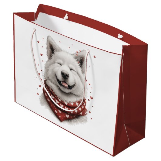Valentines Day Samoyed Dog Groot Cadeauzakje (Achterkant Gekanteld)