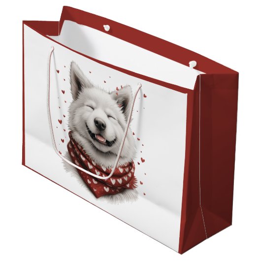 Valentines Day Samoyed Dog Groot Cadeauzakje (Voorkant Gekanteld)