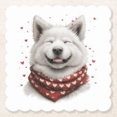 Valentines Day Samoyed Dog Kartonnen Onderzetters (Voorkant)
